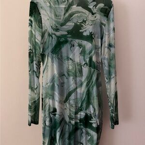 Mesh long sleeve dress